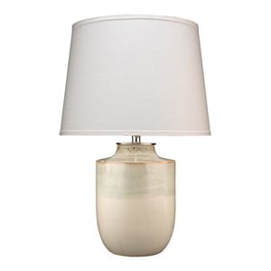 Maklaine Ombre Coastal Ceramic Table Lamp With Linen Shade in Cream