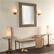 Maklaine Lacquered Inkblot-Pattern Beveled Wall Mirror in Gray/Cream