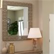 Maklaine Lacquered Inkblot-Pattern Beveled Wall Mirror in Gray/Cream