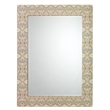 Maklaine Lacquered Inkblot-Pattern Beveled Wall Mirror in Gray/Cream