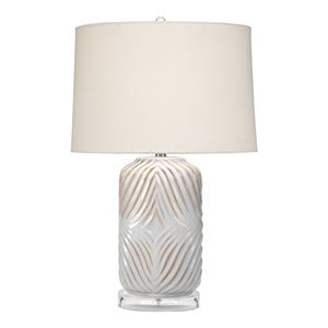 Maklaine Modern Soft-Edge Ceramic Table Lamp in White and Natural