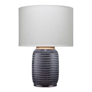 Maklaine Reactive-Glaze Ceramic Table Lamp With Linen Shade in White