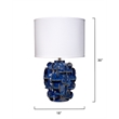 Maklaine Handmade Textured Ceramic Table Lamp With Linen Shade in Blue