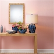 Maklaine Handmade Textured Ceramic Table Lamp With Linen Shade in Blue
