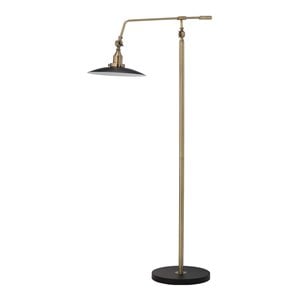 Maklaine Mid-Century Adjustable Metal Floor Lamp in Antique Brass