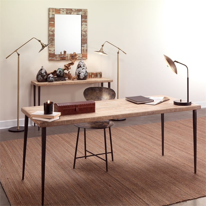 Maklaine Contemporary Faux Horn Pattern Rectangle Wall Mirror in Natural