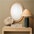 Maklaine Reactive-Glaze Ceramic Table Lamp With Raffia Shade in Blue