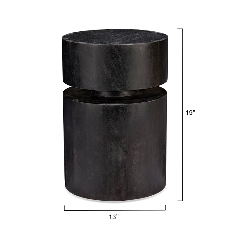 Maklaine Handcrafted Mango Wood Round Side Table in Charcoal