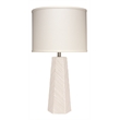 Maklaine Chevron-Textured Ceramic Table Lamp With Linen Shade in Cream