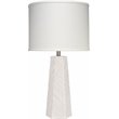 Maklaine Chevron-Textured Ceramic Table Lamp With Linen Shade in Cream