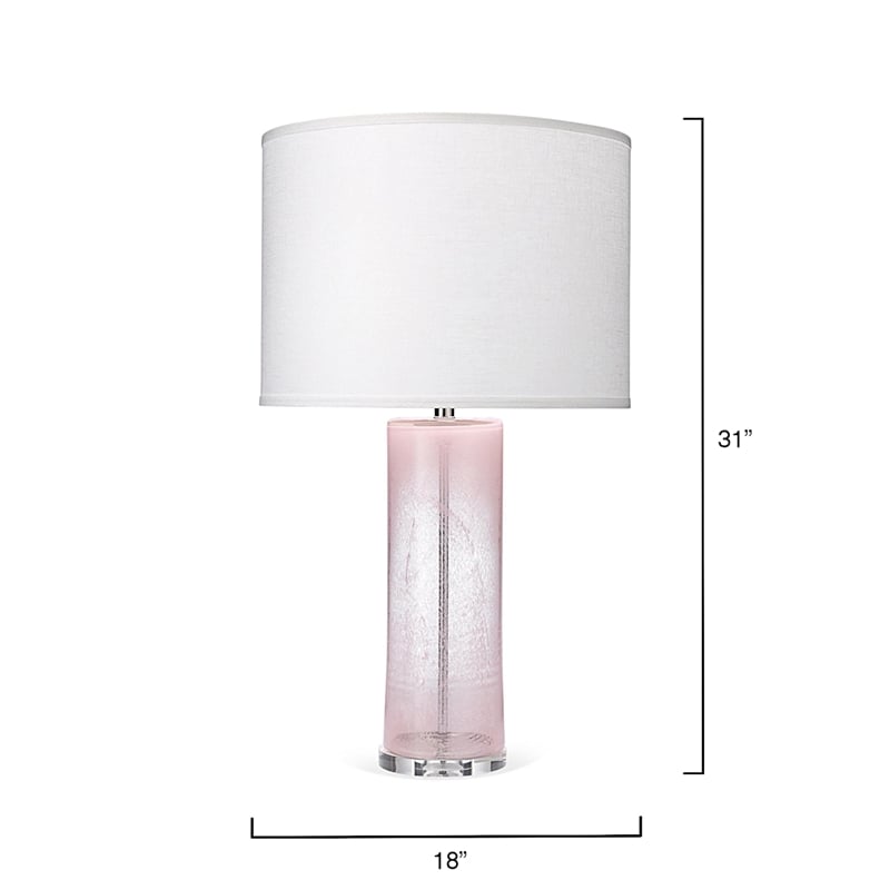 Maklaine Artisan Glass Table Lamp With Linen Shade in Pastel Pink