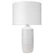Maklaine Hand-Glazed Textured Ceramic Table Lamp With Linen Shade in White