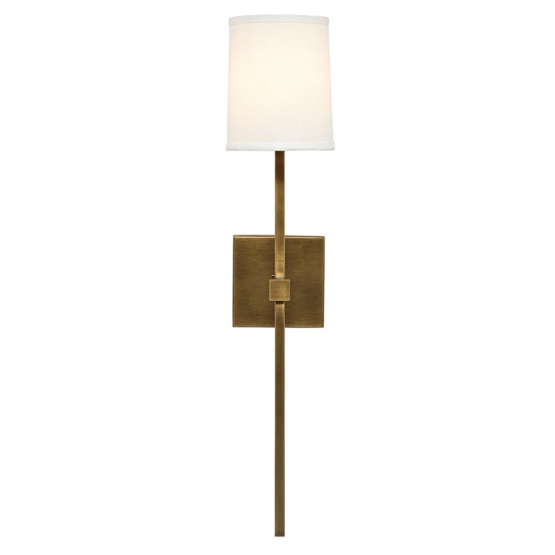 Maklaine Steel and Linen Wall Sconce in Antique Brass and White