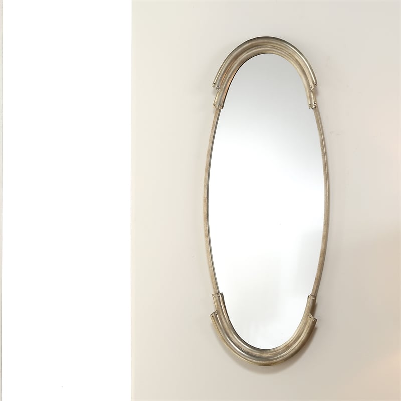 Maklaine French-Inspired Aluminum Wall Mirror in Antique Silver