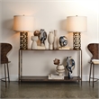 Maklaine Contemporary Acid-Washed Iron Console Table With Shelf in Brown