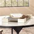 Maklaine Bone and Raffia Decorative Tray With Suede Lining in Gray