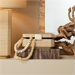 Maklaine Raffia and Bone Decorative Box With Suede Lining in Natural