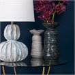 Maklaine Ribbed Ceramic Vase With Pearl Cream Glaze in Beige