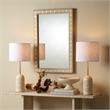 Maklaine Mango Wood and Bone Inlay Rectangle Wall Mirror in White