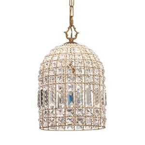Maklaine Crystal and Iron Pendant Light in Clear and Antique Gold