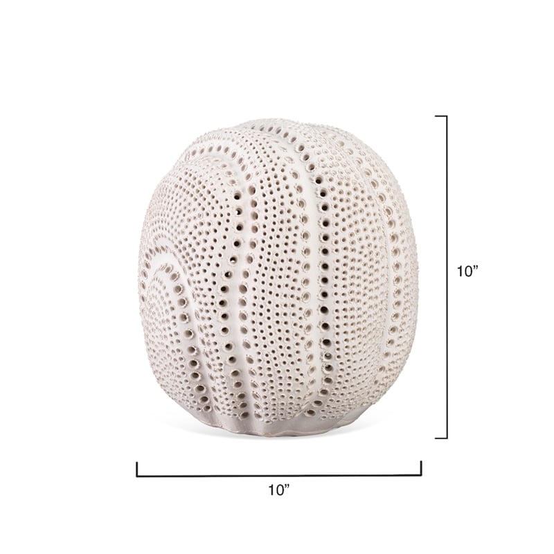 Maklaine Contemporary Perforated Porcelain Decorative Sphere in White