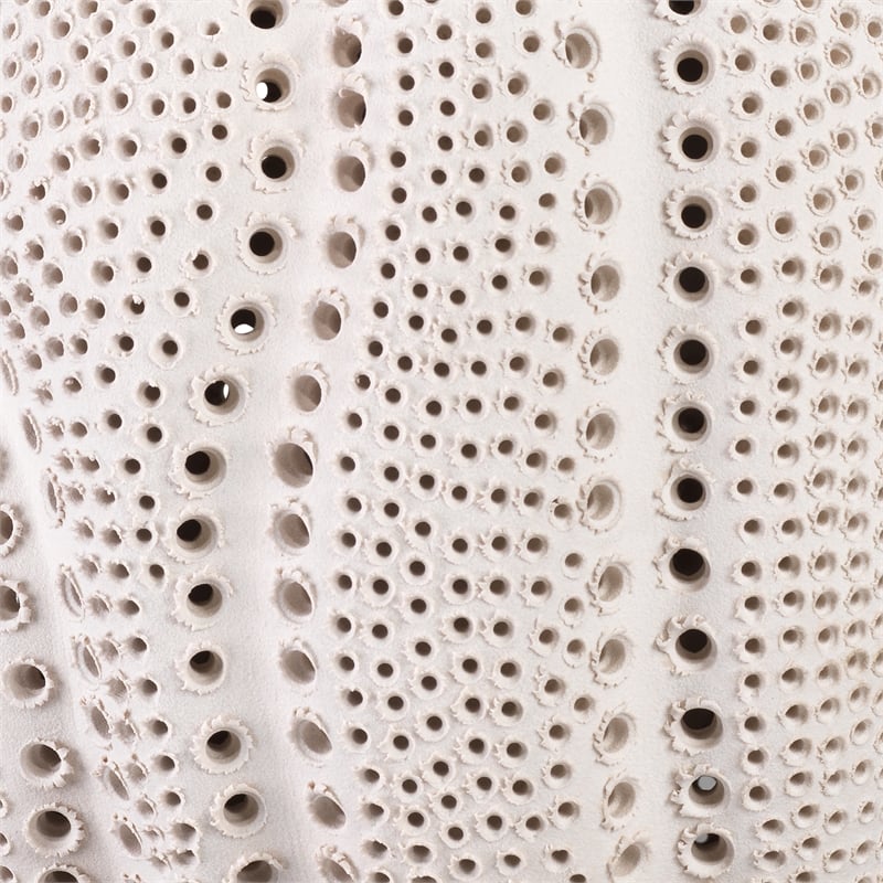 Maklaine Contemporary Perforated Porcelain Decorative Sphere in White