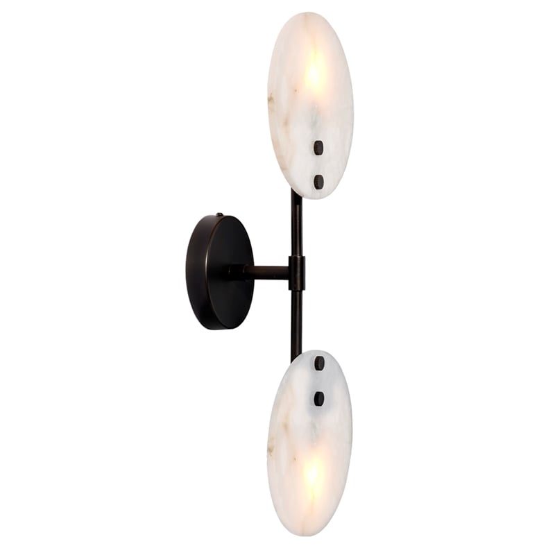 Maklaine Contemporary Natural Alabaster Wall Sconce in Bronze