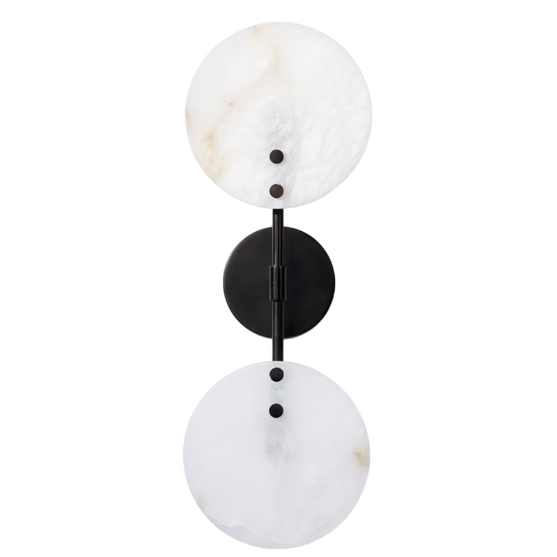 Maklaine Contemporary Natural Alabaster Wall Sconce in Bronze