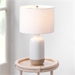 Maklaine Textured Ceramic Table Lamp With Linen Shade in White