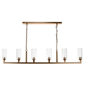 Maklaine 6-Light Glass and Metal Chandelier in Antique Brass