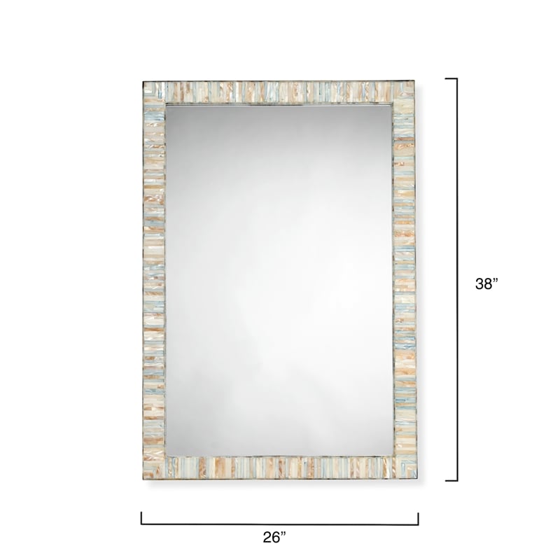 Maklaine Mother of Pearl Rectangle Wall Mirror in Multi-Color