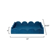 Maklaine Contemporary Scalloped Natural Raffia Decorative Tray in Indigo
