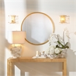 Maklaine Textured Ceramic Table Lamp With Linen Shade in White