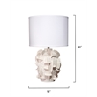 Maklaine Textured Ceramic Table Lamp With Linen Shade in White