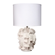 Maklaine Textured Ceramic Table Lamp With Linen Shade in White