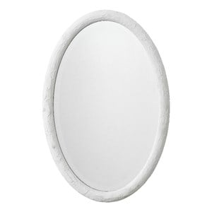 Maklaine Contemporary Textured Resin Oval Wall Mirror in White