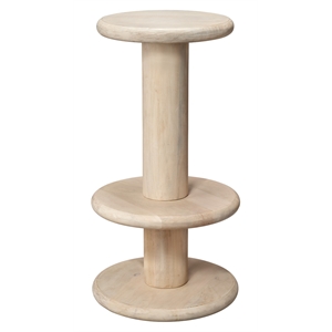 Maklaine Contemporary Hand-Carved Mango Wood 30&quotH Barstool in White