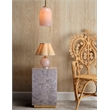 Maklaine Hand-Blown Glass Table Lamp With Raffia Shade in Pink