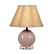 Maklaine Hand-Blown Glass Table Lamp With Raffia Shade in Pink