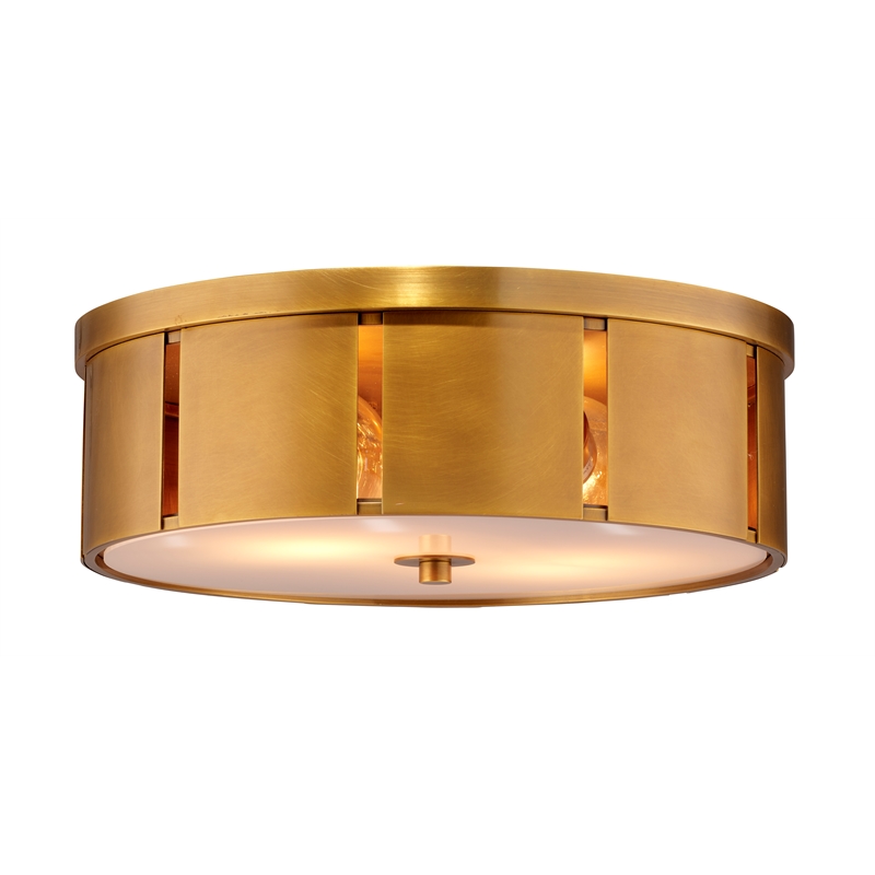 Maklaine Contemporary Metal Flush Mount Ceiling Light in Antique Brass
