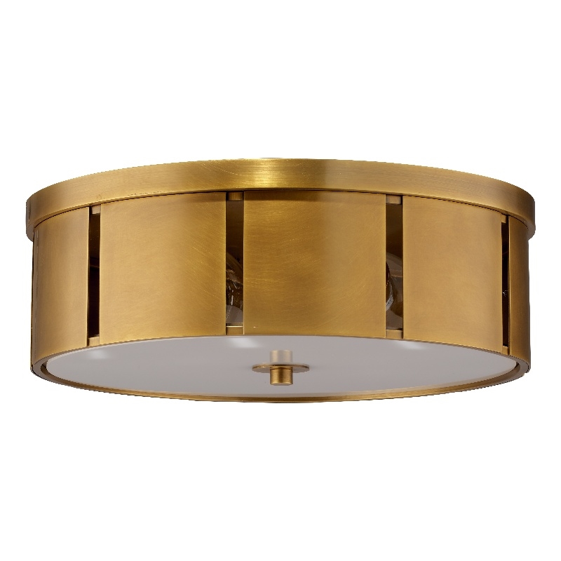 Maklaine Contemporary Metal Flush Mount Ceiling Light in Antique Brass
