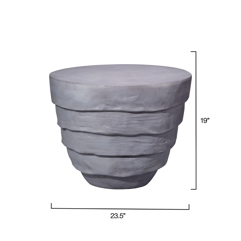 Maklaine Contemporary Handcrafted Organic Fiberglass Side Table in Gray
