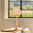Maklaine Contemporary Rubberwood and Iron Table Lamp With Raffia Shade