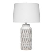 Maklaine Harlequin-Patterned Ceramic and Linen Table Lamp in White