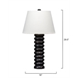 Maklaine Hand-Carved Mango Wood Beaded Table Lamp With Linen Shade