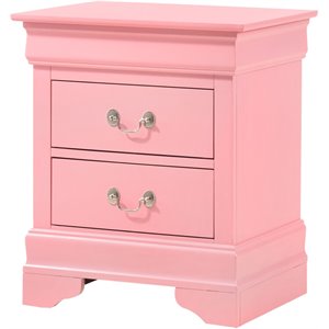 Maklaine 2-Drawer Nightstand in Pink with Dovetail Construction