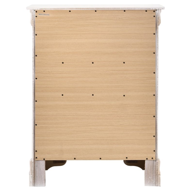 Maklaine 4-Drawer Bedroom Chest in Solid and Manufactured Wood - White