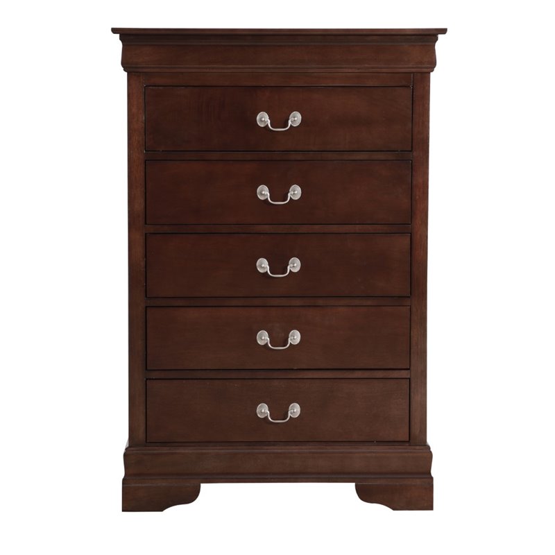 Maklaine 5-Drawers Bedroom Chest in Engineered Wood - Cappuccino Finish