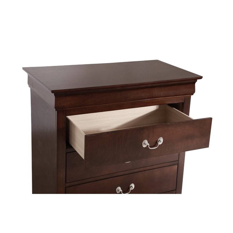 Maklaine 5-Drawers Bedroom Chest in Engineered Wood - Cappuccino Finish