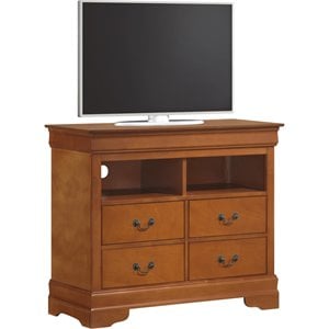 Maklaine Contemporary TV Stand in Oak Wood Veneer - 42&quotW x 18&quotD x 35&quotH